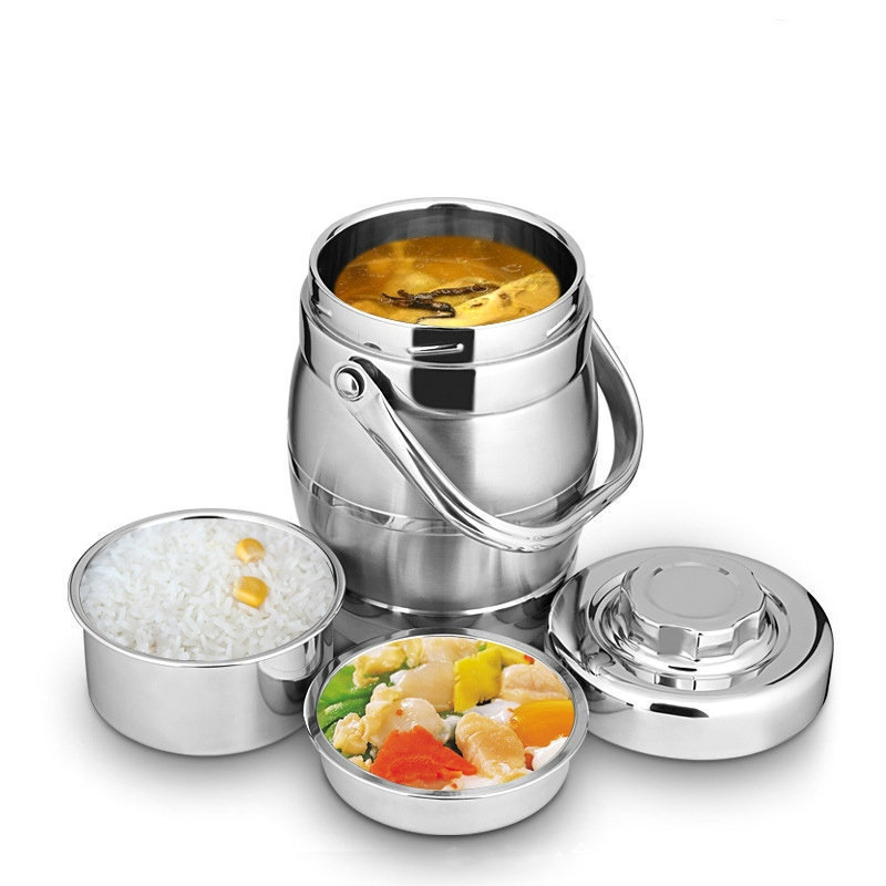 Stainless Steel Heat Preservation Pot Drum 1600ml Heat Preservation Lunch Box