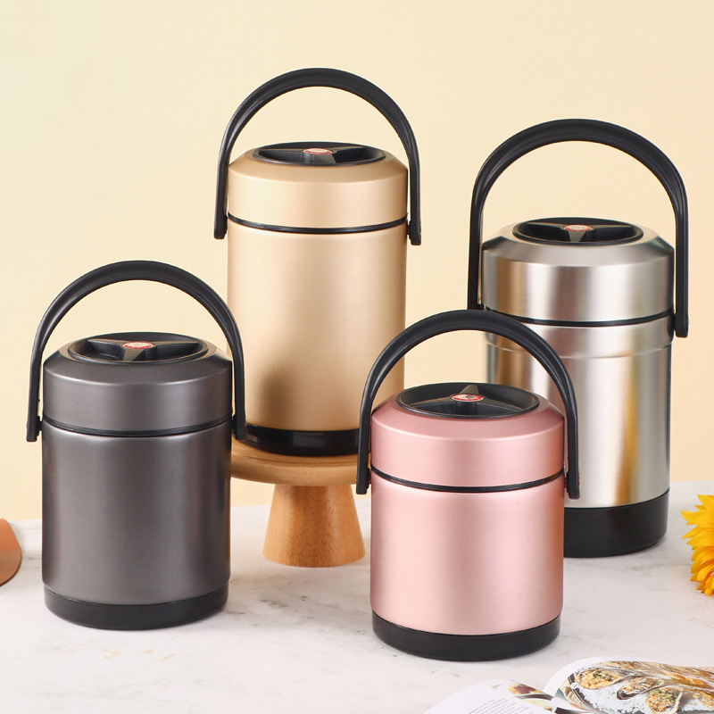 304 Stainless Steel Vacuum Insulation Pot Large Capacity Three-layer Double-layer Lunch Box