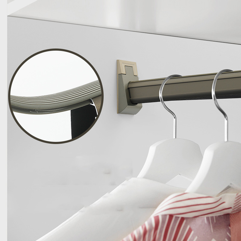 Wardrobe Clothes Rail Mute Wardrobe Crossbar Punch-free Cloakroom Aluminum Alloy Clothes Pass Pipe
