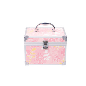 Makeup Train Case Portable Makeup Case Cosmetic Organizer Box 2 Trays Travel Makeup Storage Case