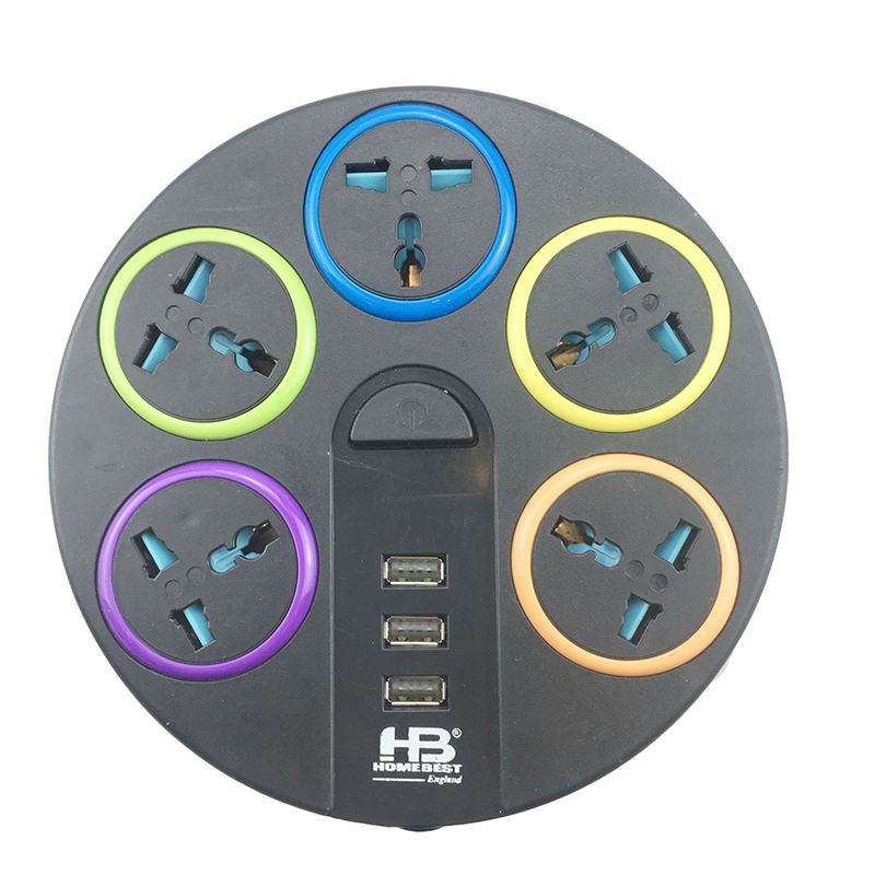 Functional Round Shape 250V Power Strip With USB