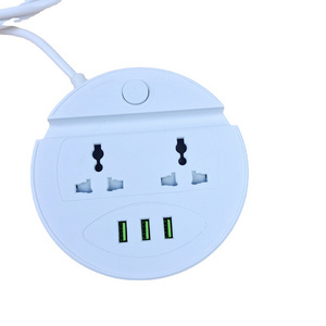 Round Multi-purpose Socket USB Port Plug Board Power Strip