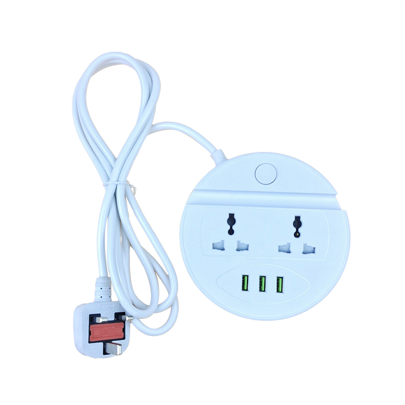 Round Multi-purpose Socket USB Port Plug Board Power Strip