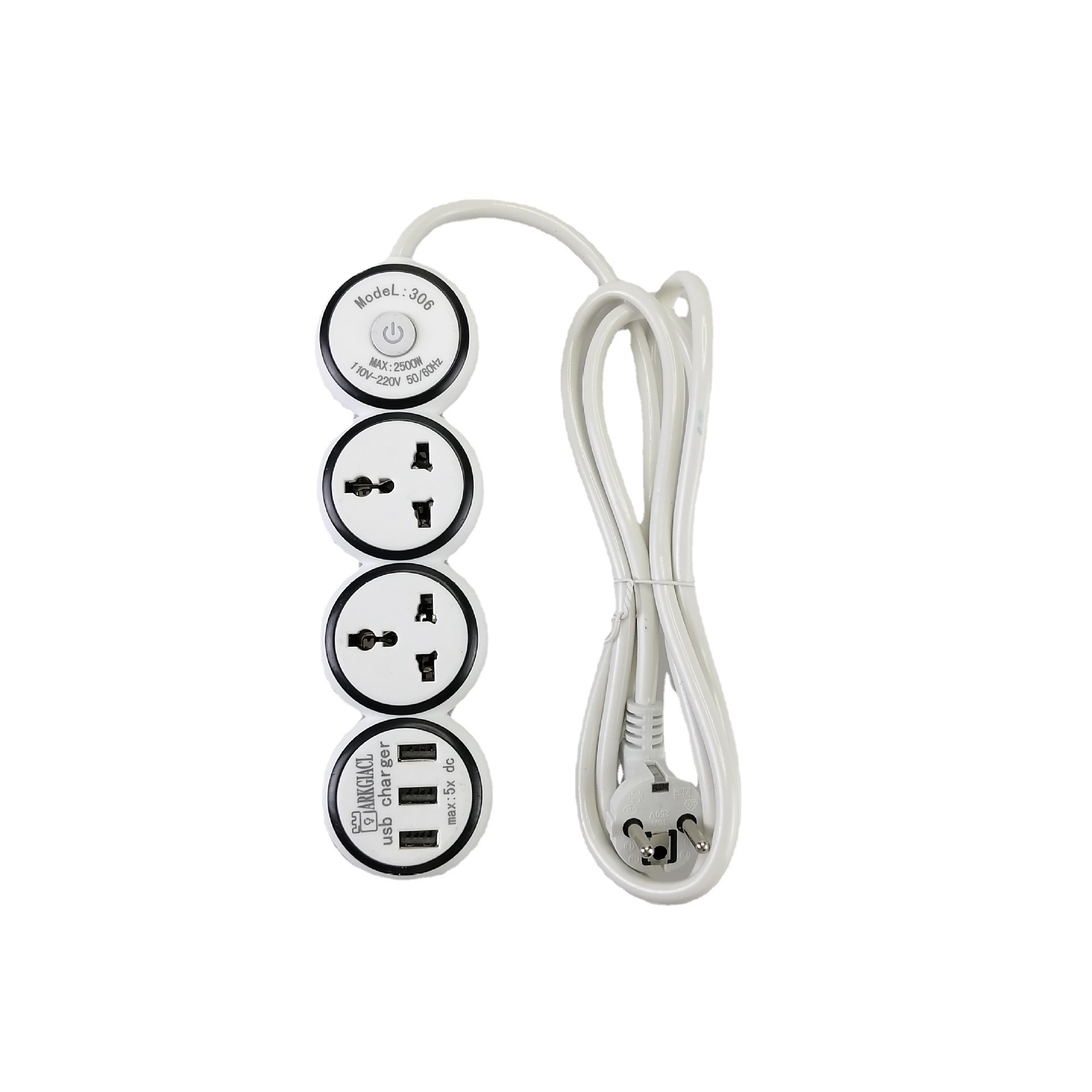 4 Way Extension Cord Socket with Switch EU Standard