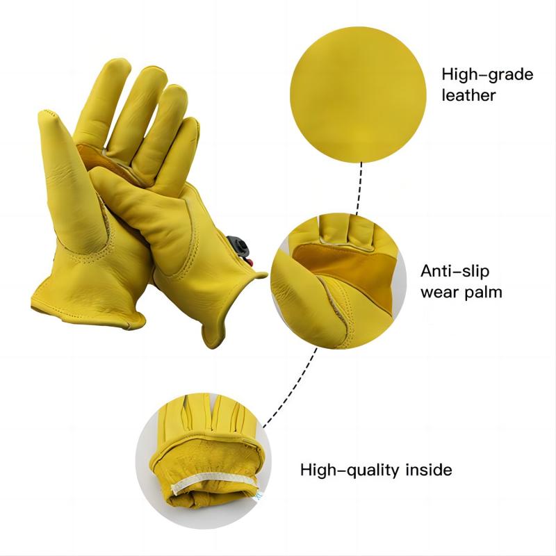 Cow Split Leather Welding Working Construction Gloves For Men