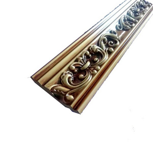 Chinese Mahogany Gold Painted PU Line PU Carved Bronze Internal Corner Line Top Corner Line