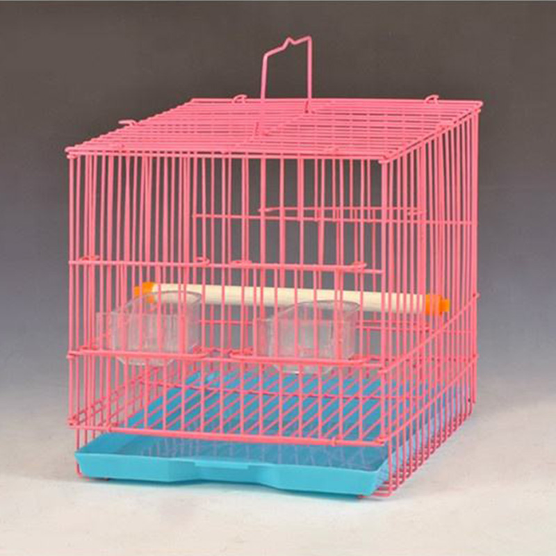 21.5X21.5X22.5cm Pink Simple Pet Products Pet Metal Bird Cage