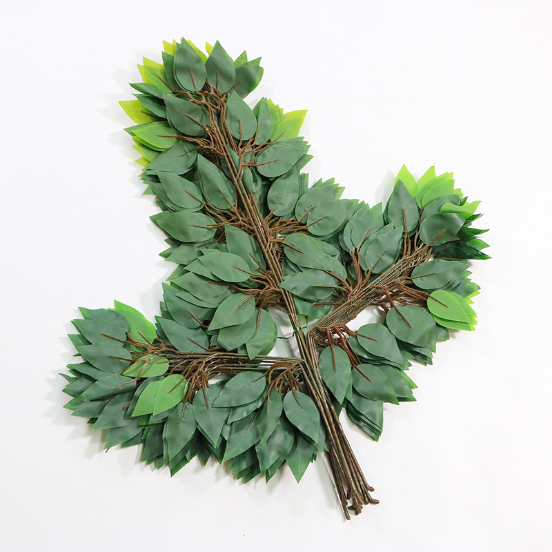 Uv Proof Real Touch Green Leaf Branches Artificial Tree Branch Leaves  For Outdoor Decoration