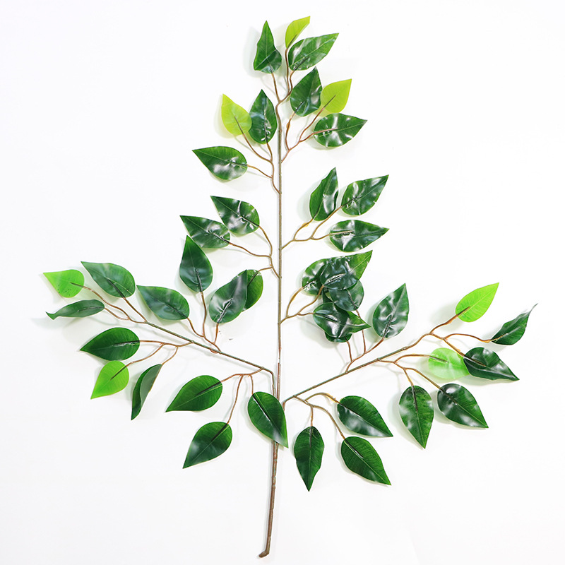 Uv Proof Real Touch Green Leaf Branches Artificial Tree Branch Leaves  For Outdoor Decoration