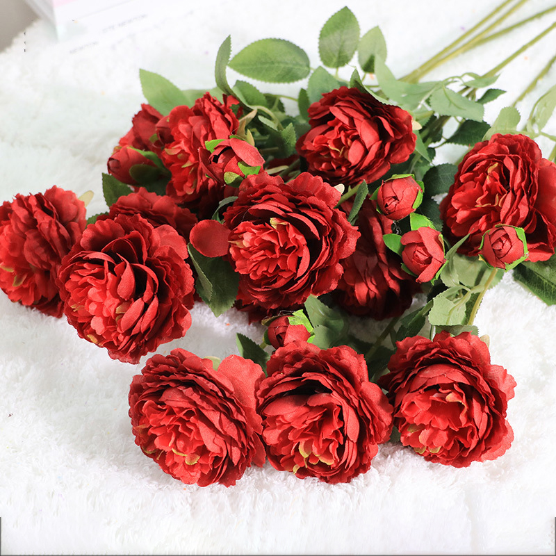 Artificial Silk Flowers Peony Real Touch Peonies SilkPeony Bouquet For Home Wedding Decoration