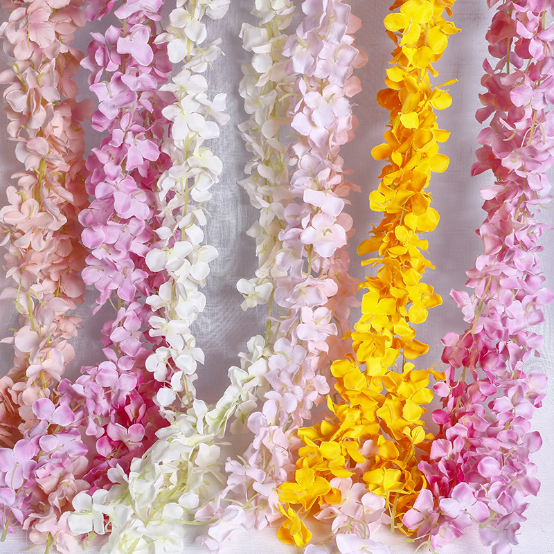 Wedding Wall  Decoration Artificial Silk Flower On String Hanging Orchid Hydrangea Flower Vine Garland