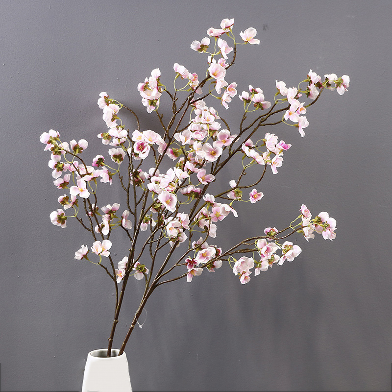Wedding Decor Artificial Silk 4 Forks Cherry Blossom Flower Simulation Peach Blossom Long Stem Flower White Cherry Blossom