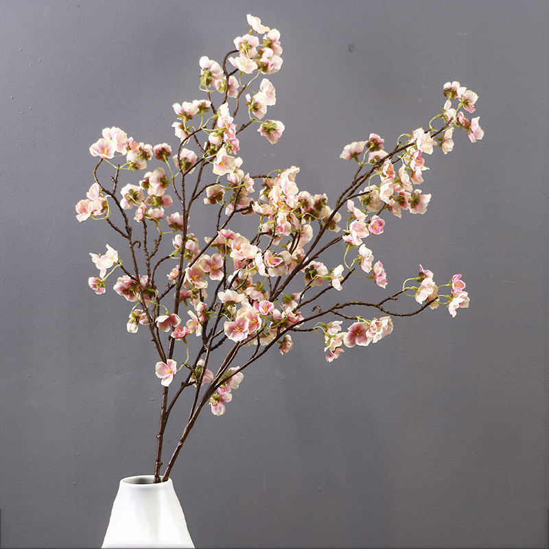 Wedding Decor Artificial Silk 4 Forks Cherry Blossom Flower Simulation Peach Blossom Long Stem Flower White Cherry Blossom