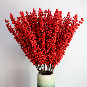 Christmas Atmosphere Layout Supplies Flowers Red Fruit Artificial Holly Plastic Holly For Decoration