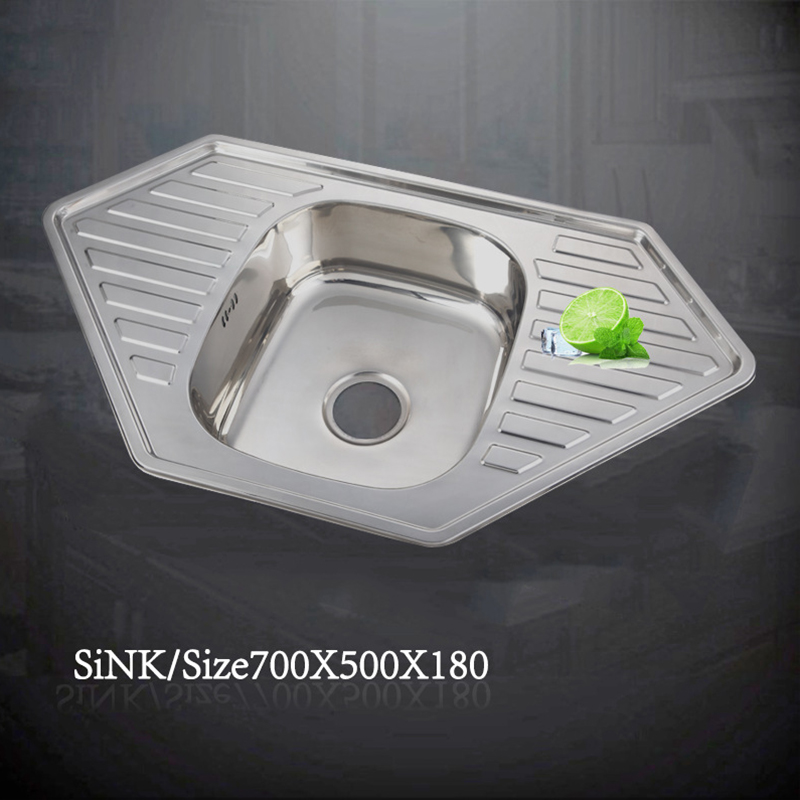 Left Right Panel Single Basin Polished Surface Kitchen Sink