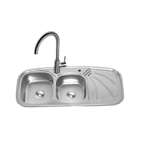 Stainless Steel 304 Brushed Double Sink  With Plate