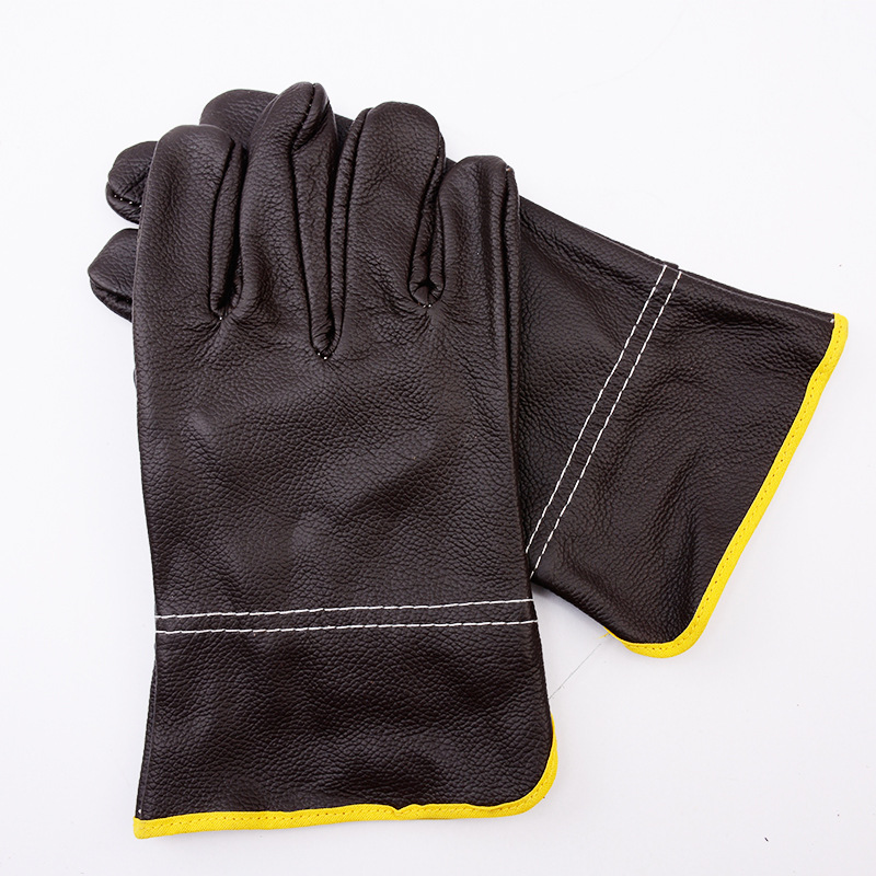 Abrasion Resistant Thickened Short Cowhide Welding Safety Work Gloves For Welders