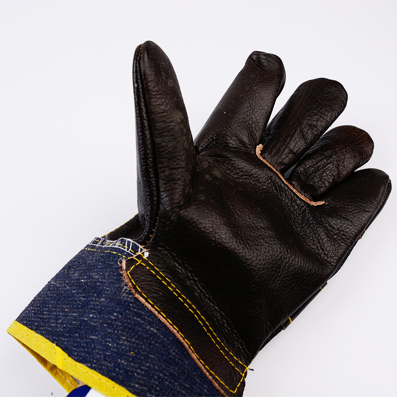 Abrasion Resistant Thickened Short Cowhide Welding Safety Work Gloves For Welders