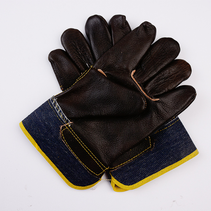 Abrasion Resistant Thickened Short Cowhide Welding Safety Work Gloves For Welders