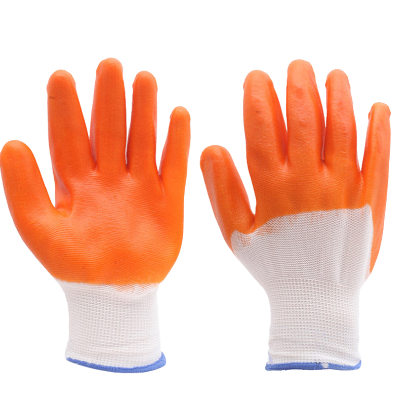 Anti Heat Breathable Material Safety Cuff Nitrile Coated Gloves