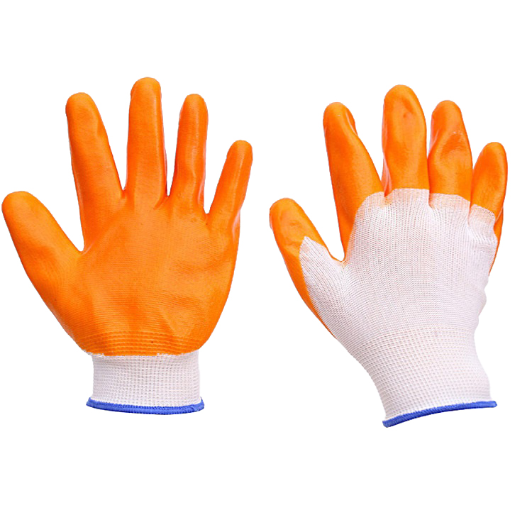 Anti Heat Breathable Material Safety Cuff Nitrile Coated Gloves