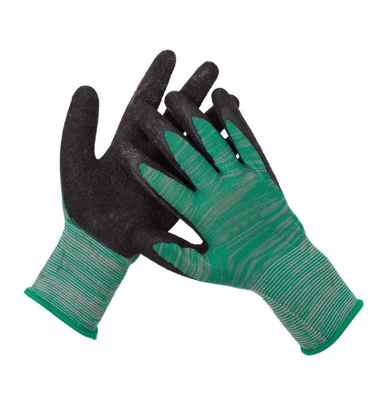 Latex Crinkle Palm Coating Work Nylon Safety Gloves