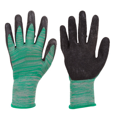 Latex Crinkle Palm Coating Work Nylon Safety Gloves