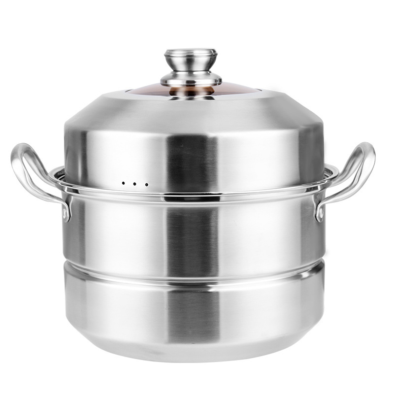 Multi functional household steamer thickened double bottom soup pot 304 stainless steel steamer