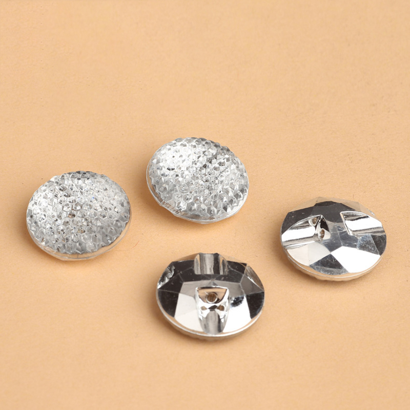 Wholesale Clothing Accessories Transparent Silver Acrylic Round Buttons