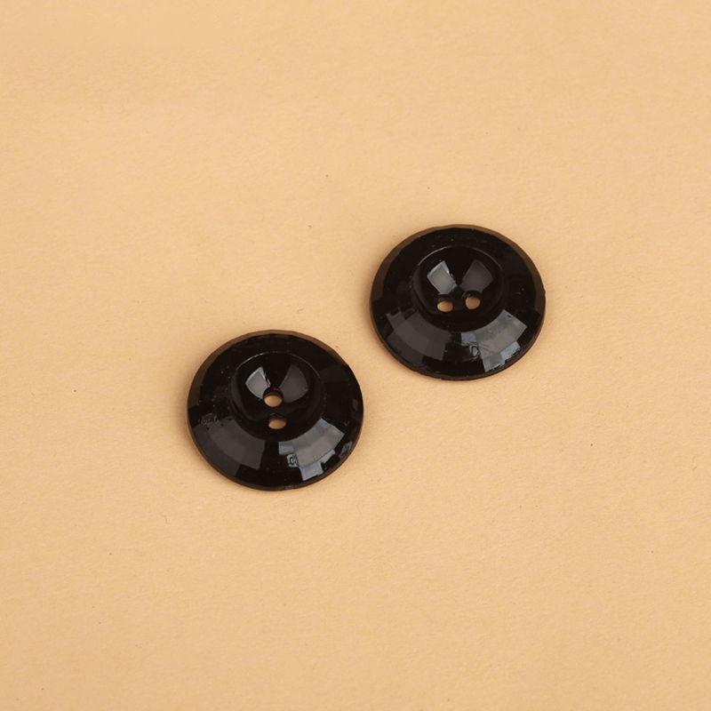 Plastic Black Chiffon Button Concave Round Button