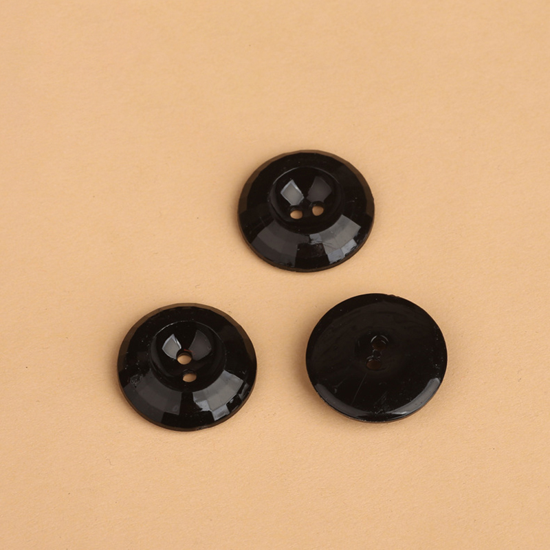 Plastic Black Chiffon Button Concave Round Button
