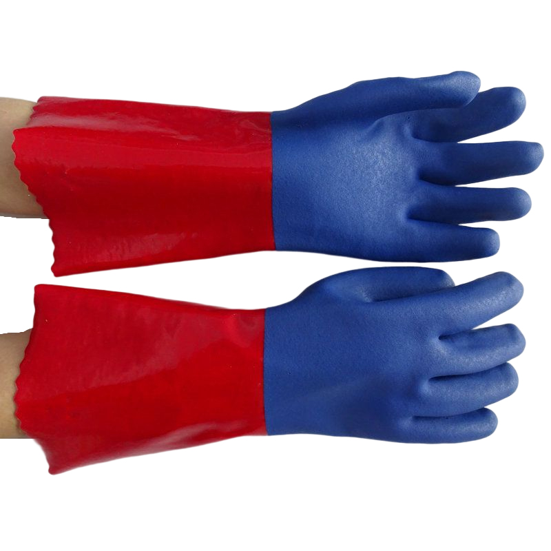 35cm Red And Blue Frosted PVC Latex Work Gloves