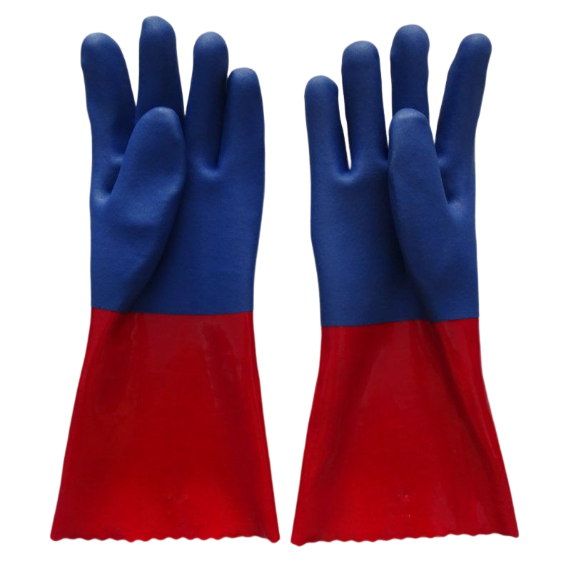 35cm Red And Blue Frosted PVC Latex Work Gloves