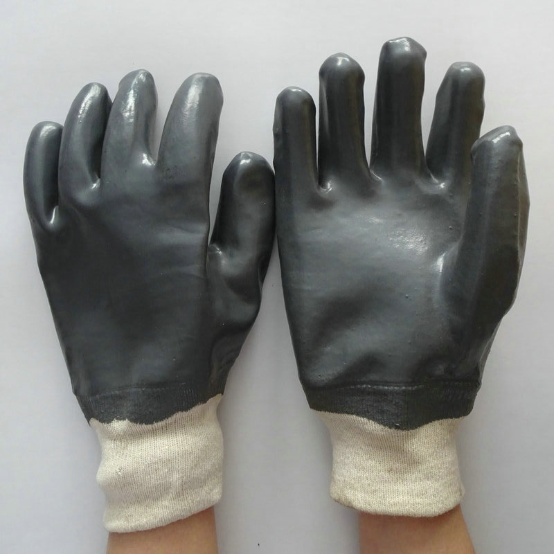 Wholesale 26cm Grey White PVC Oil Resistant Work Gloves