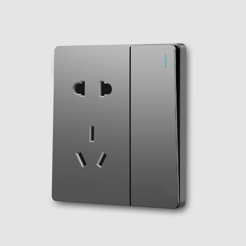 Large Plate Gray Wall Switch Socket