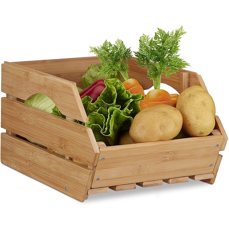 Bamboo Vegetable and Fruit Basket Storage Rack
