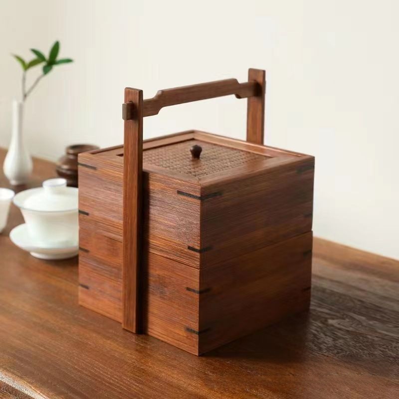 Vintage Wood Carrying Box Dessert Gift Box