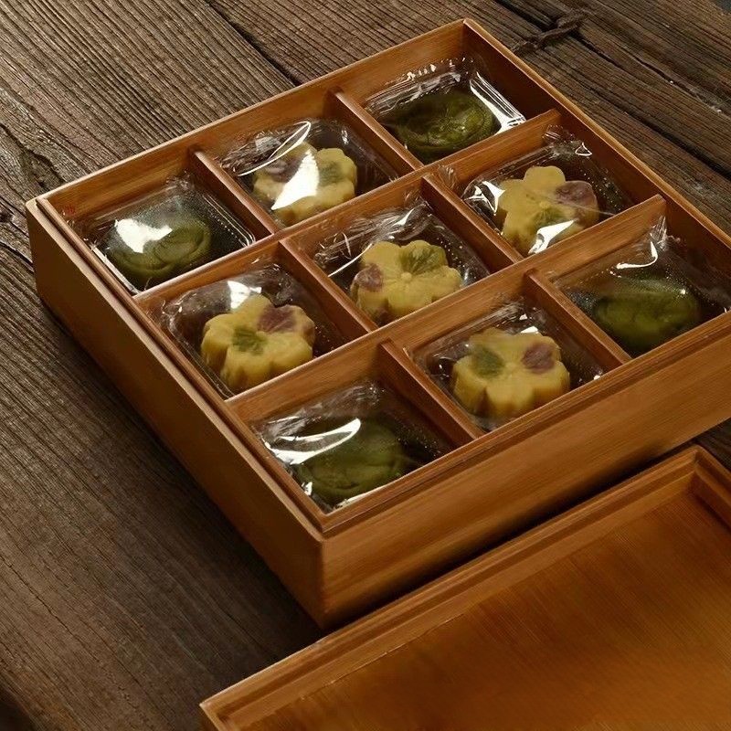 Packaging Gift Box Bamboo Wood Nut Box Compartment Wooden Box