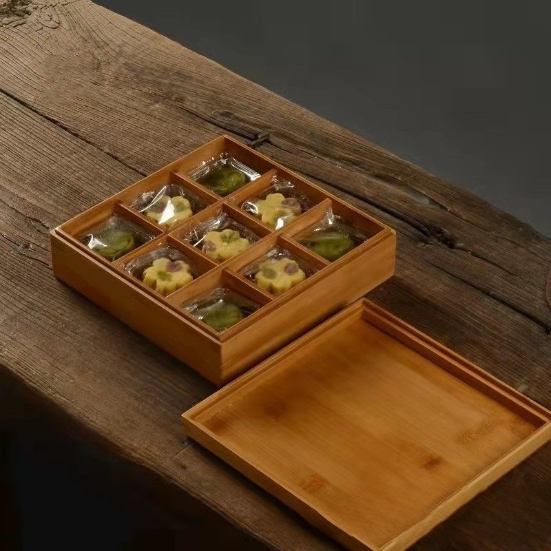 Packaging Gift Box Bamboo Wood Nut Box Compartment Wooden Box