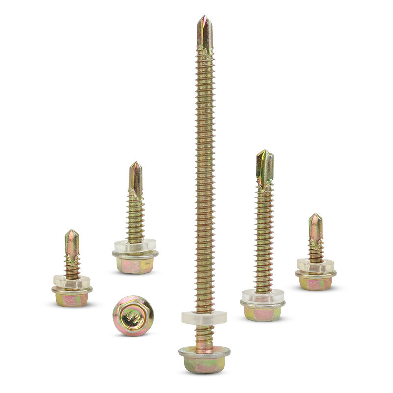 Color-plated Hexagonal Self-tapping Screws with Pointed Tail and Drilled Tail