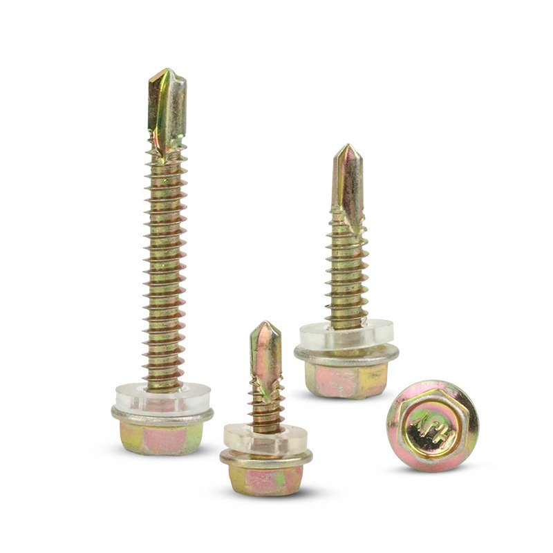 Color-plated Hexagonal Self-tapping Screws with Pointed Tail and Drilled Tail