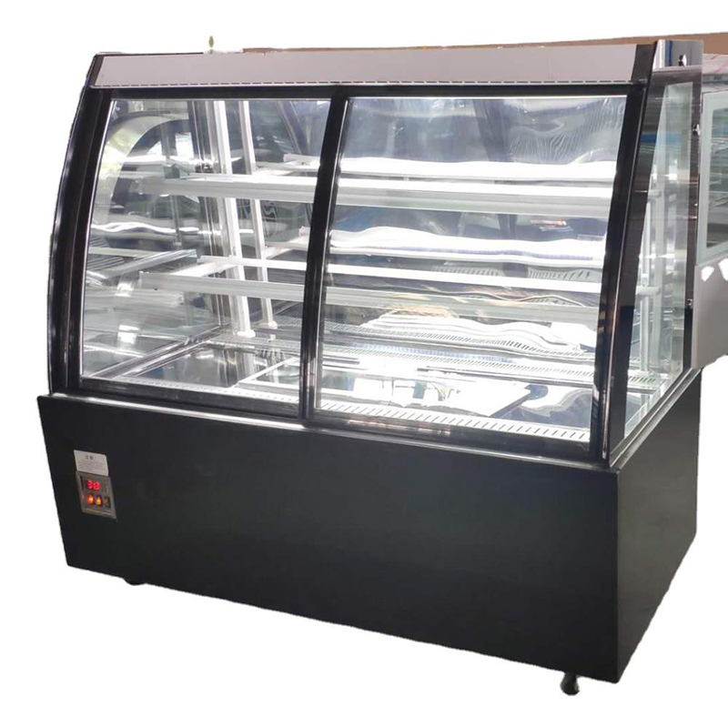 Commercial Curved Glass Cake Display Showcase Refrigerator