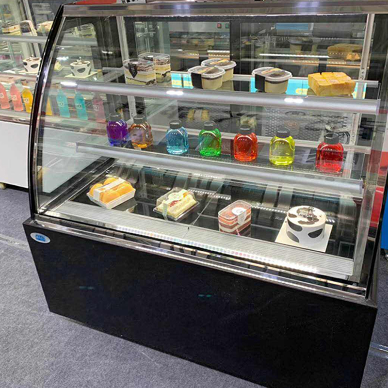 Commercial Curved Glass Cake Display Showcase Refrigerator