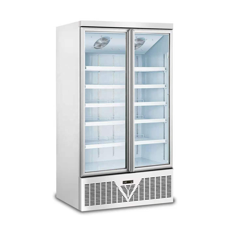 One or Two or Three Door Glass Display Showcase Freezer Commercial Upright for Supermarket
