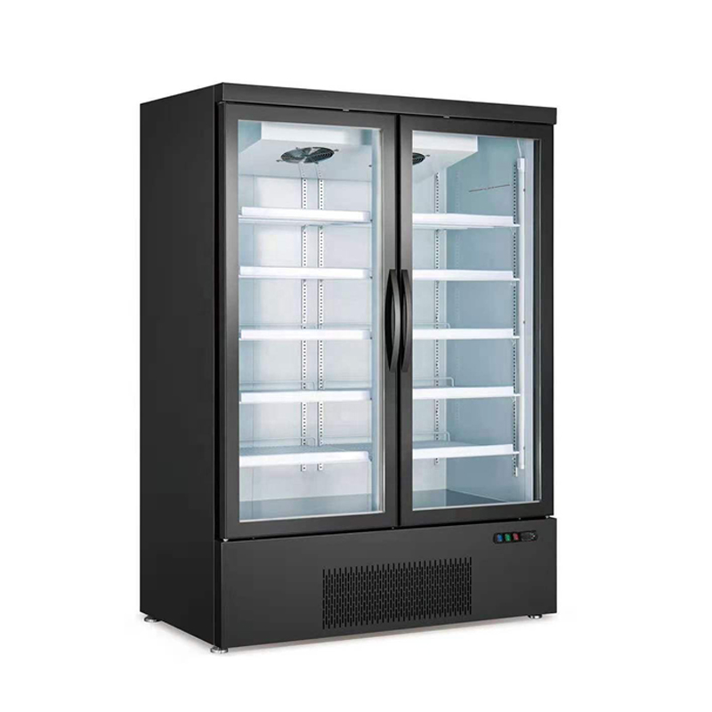 One or Two or Three Door Glass Display Showcase Freezer Commercial Upright for Supermarket
