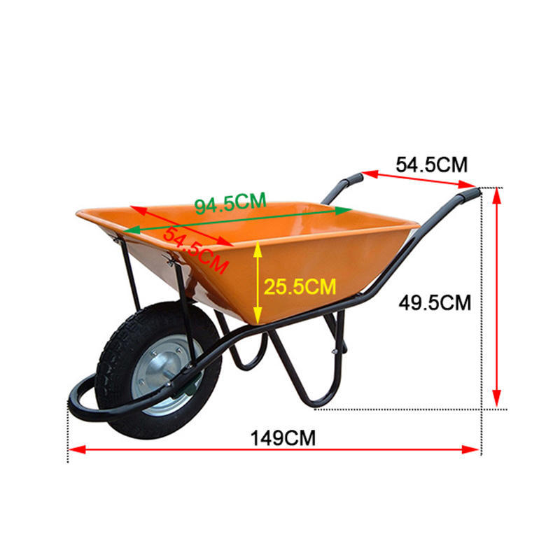 Wheelbarrow with Load 130kg 75L 14x4 inch Pneumatic Wheel Garden