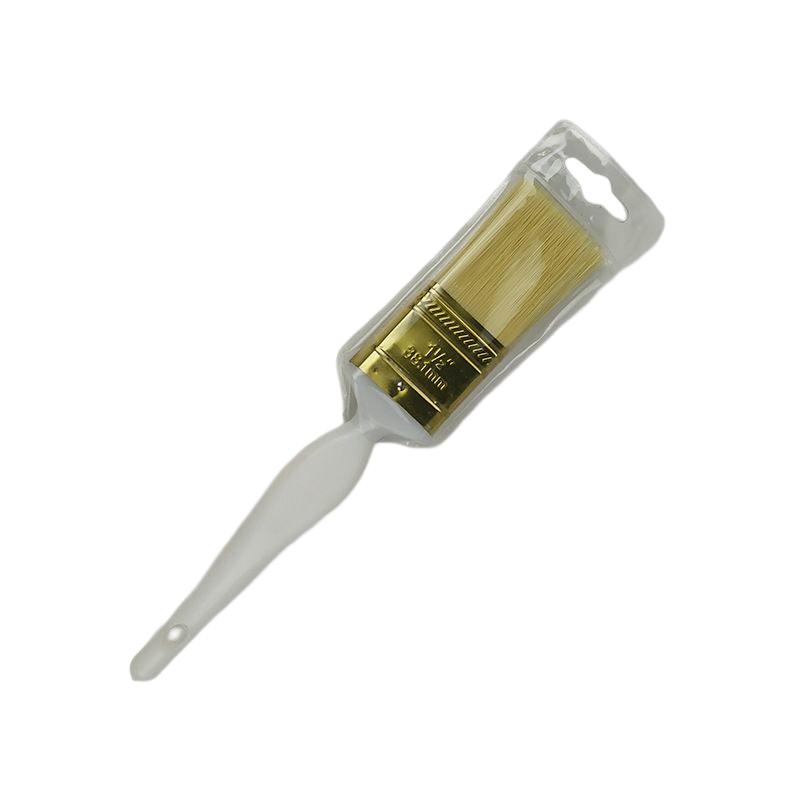 Paint Brush with White Plastic Bristles and Shaped Handle