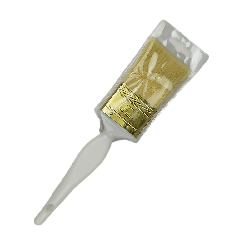 Paint Brush with White Plastic Bristles and Shaped Handle