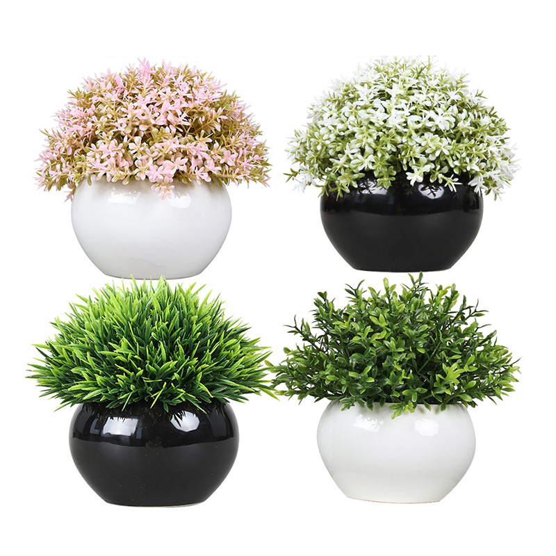 Home Decor Ceramic Pots Succulent Small Artificial Plastic Plants with Pots