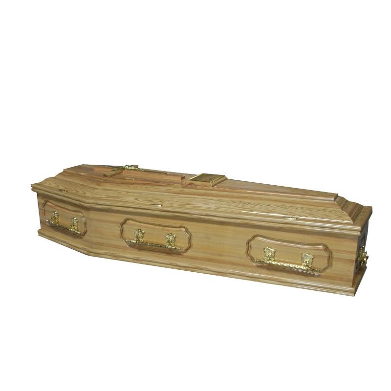 European Style Assembled Funeral Coffins Solid Wood Casket